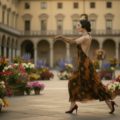 'Una Tulipa Stamen' Halterneck Backless Dress