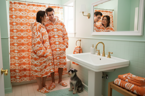 BM2-Casa 'Orange Curl' Shower Curtain