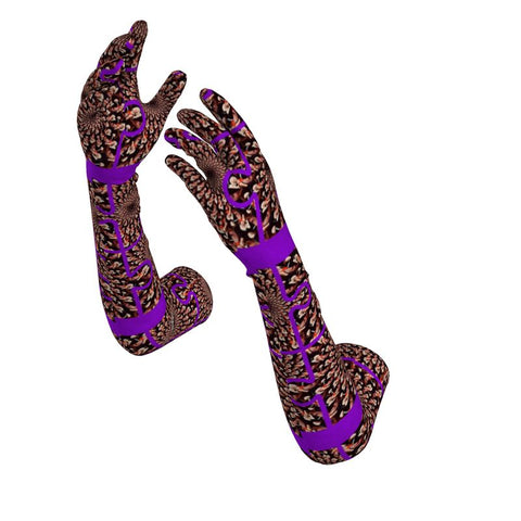 'Purple Peacock Tate' Long gloves