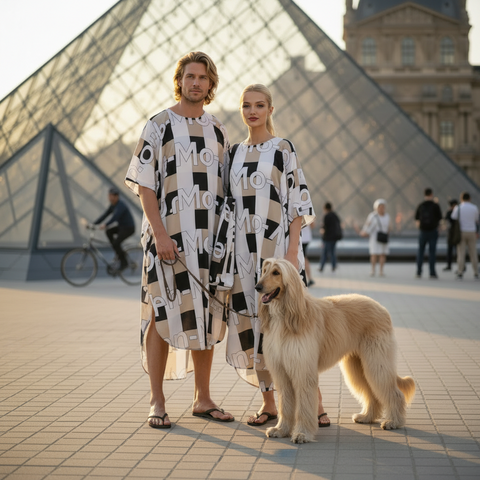 'Logo Four Corners' Unisex Silk Kaftan