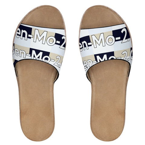 'Logo Four Corners' Womens Leather Slides
