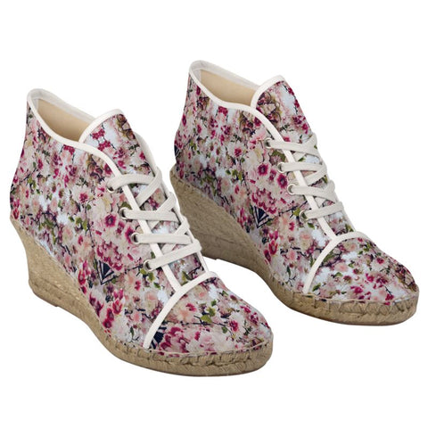 'Rulas Cherry Blossom' Women’s Hi-Top Lace Up Espadrille Wedges
