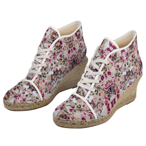 'Rulas Cherry Blossom' Women’s Hi-Top Lace Up Espadrille Wedges