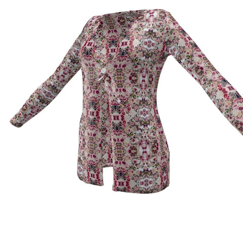 'Rula's Cherry Blossoms' Ladies Cardigan With Pockets
