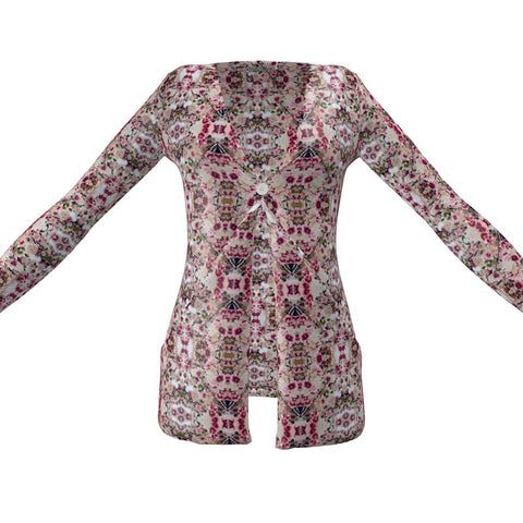 'Rula's Cherry Blossoms' Ladies Cardigan With Pockets