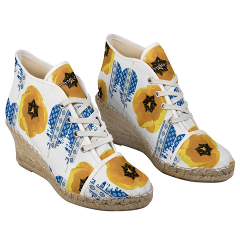 ‘Le Muse du Regence Fleur' Women’s  Hi-top Lace Up Espadrille Wedges