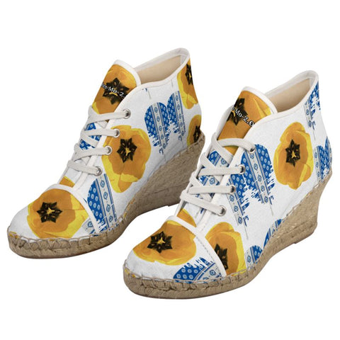 ‘Le Muse du Regence Fleur' Women’s  Hi-top Lace Up Espadrille Wedges