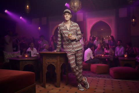 BM2-Casa 'Poppies for Papi Marrakech' Men's Luxury Pajama Shirt
