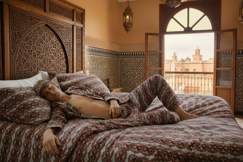 BM2-Casa 'Poppies for Papi Marrakech' Men's Luxury Pajama Shirt