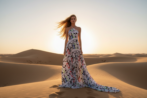 'Logo Arte' Halterneck Backless Dress