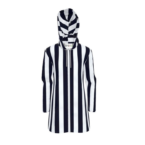 'B/W Stripes' Womens Hooded Rain Mac