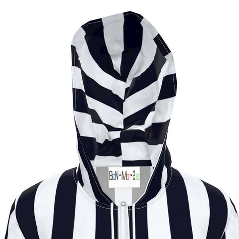 'B/W Stripes' Womens Hooded Rain Mac
