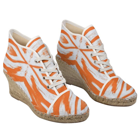 'Orange Swirl' Ladies Wedge Espadrilles