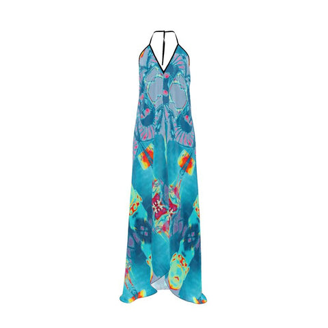 'Let Them Eat AI' Halterneck Backless Dress