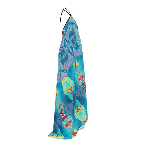 'Let Them Eat AI' Halterneck Backless Dress