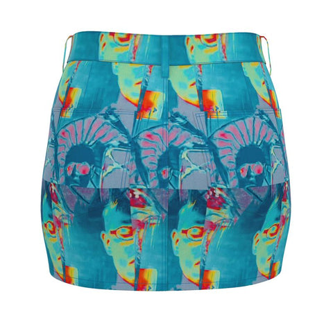 'Let Them Eat AI' Denim Mini Skirt