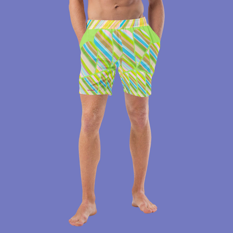 Clover Striper Men's Swim Trunks