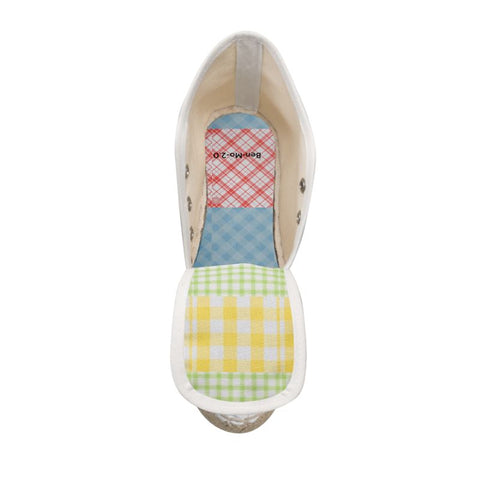 'Gingham Patchwork' Ladies Wedge Espadrilles