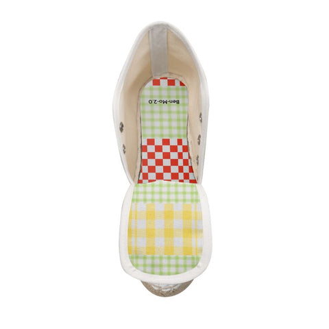 'Gingham Patchwork' Ladies Wedge Espadrilles