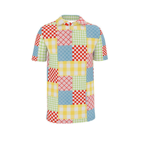 'Gingham Patchwork' Men's Polo Shirt