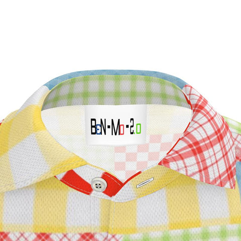 'Gingham Patchwork' Men's Polo Shirt