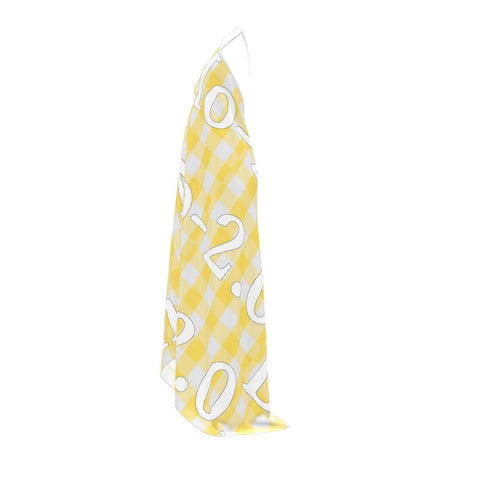 'Gingham Logo Limoncello' Halterneck Backless Dress