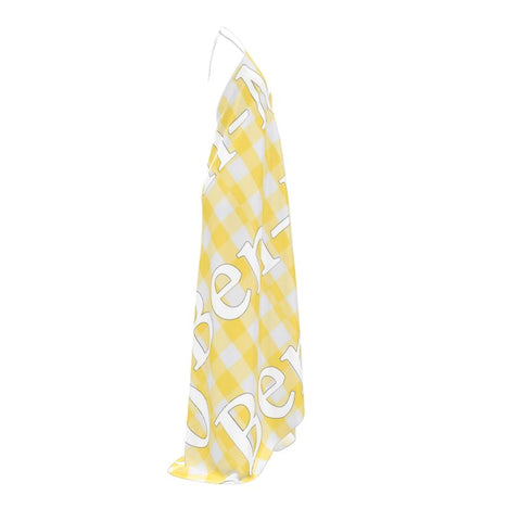 'Gingham Logo Limoncello' Halterneck Backless Dress
