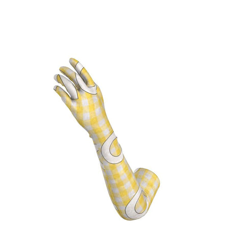 'Gingham Logo Limoncello' Long Gloves