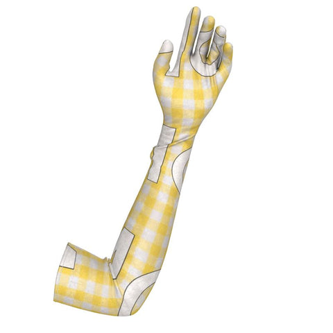 'Gingham Logo Limoncello' Long Gloves
