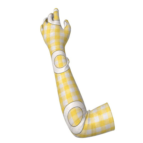 'Gingham Logo Limoncello' Long Gloves