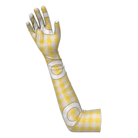 'Gingham Logo Limoncello' Long Gloves