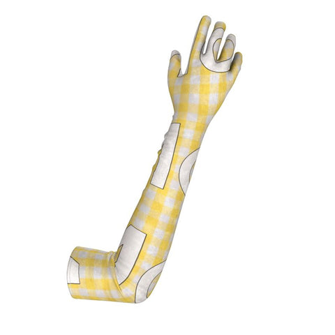 'Gingham Logo Limoncello' Long Gloves