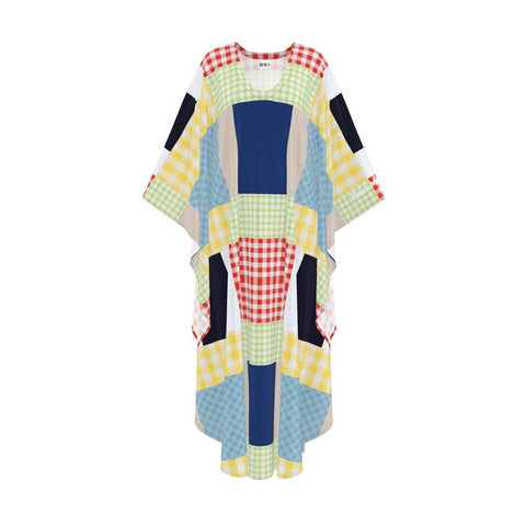 'Gingham Patchwork Block' Unisex Kaftan