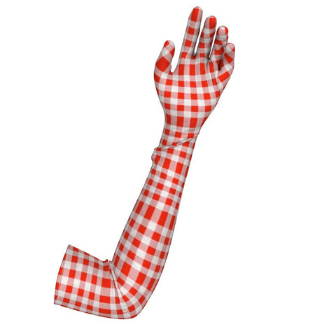 'Gingham Red' Long Gloves