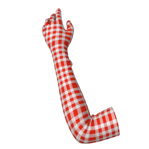 'Gingham Red' Long Gloves
