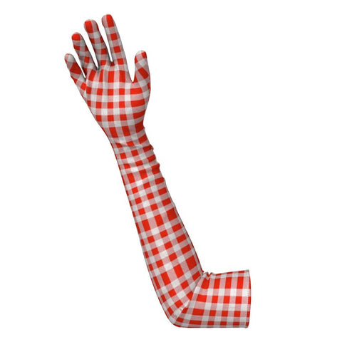 'Gingham Red' Long Gloves