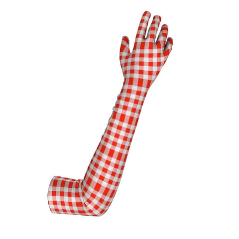 'Gingham Red' Long Gloves