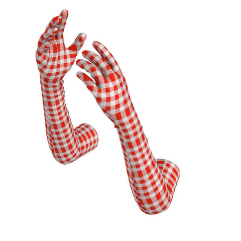'Gingham Red' Long Gloves