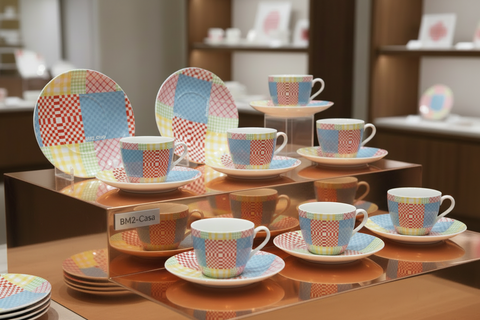 BM2-Casa 'Gingham Patchwork' Cup and Saucer