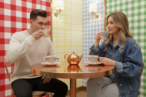 BM2-Casa 'Gingham Patchwork' Cup and Saucer