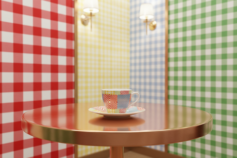 BM2-Casa 'Gingham Patchwork' Cup and Saucer