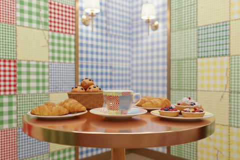 BM2-Casa 'Gingham Patchwork' Cup and Saucer
