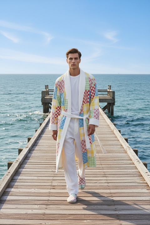 'Gingham Patchwork' Unisex Dressing Gown