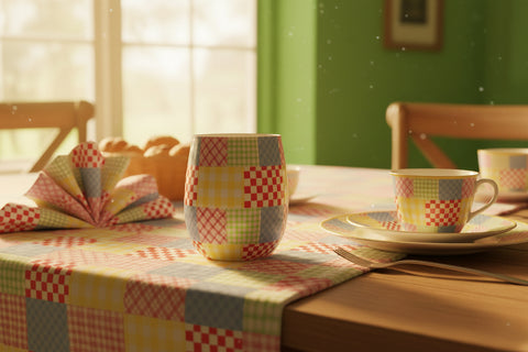 'Gingham Patchwork' Water Glass