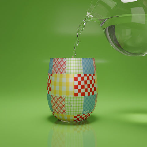 'Gingham Patchwork' Water Glass