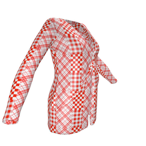 'Gingham Rouge' Ladies Cardigan With Pockets