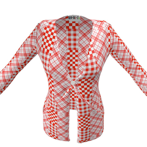 'Gingham Rouge' Ladies Cardigan With Pockets