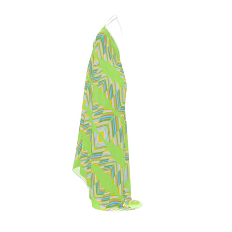 'Clover Striper Geo' Halterneck Backless Dress