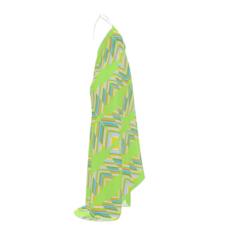'Clover Striper Geo' Halterneck Backless Dress