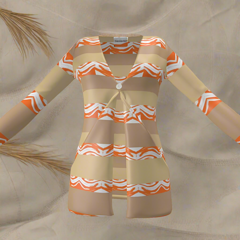 'Orange Swirl On The Beach' Cardigan w/ Pockets